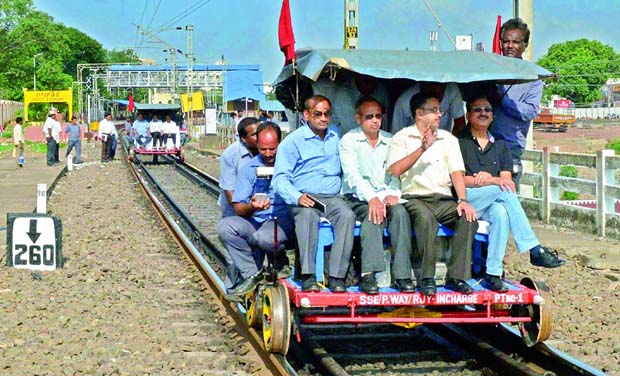 Railway officials moving to inspect the bridge across Godavari river in Rajahmundry on Wednesday. (Photo: DC) Railway officials moving to inspect the bridge across Godavari river in Rajahmundry on Wednesday. (Photo: DC)